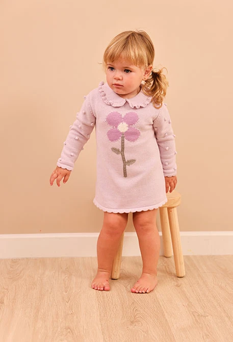 Robe rose bébé imprimée de fleur