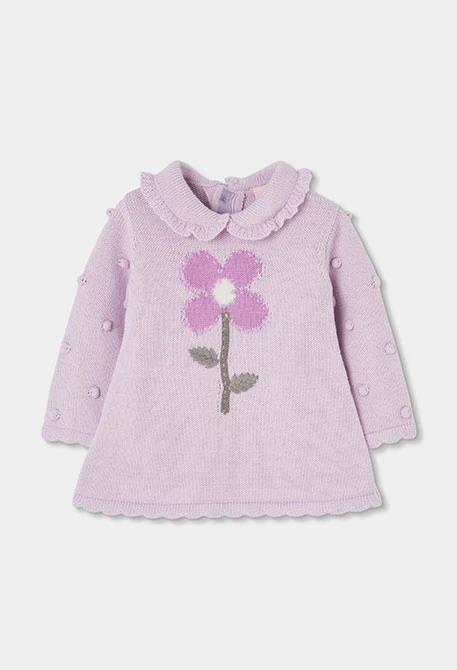 Bedrucktes Blumen-Babykleid in Rosa