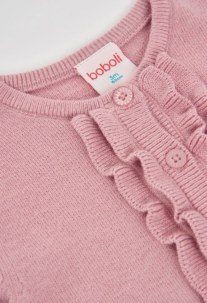 Strickjacke für Baby-Mädchen in Rosa mit Rüschen