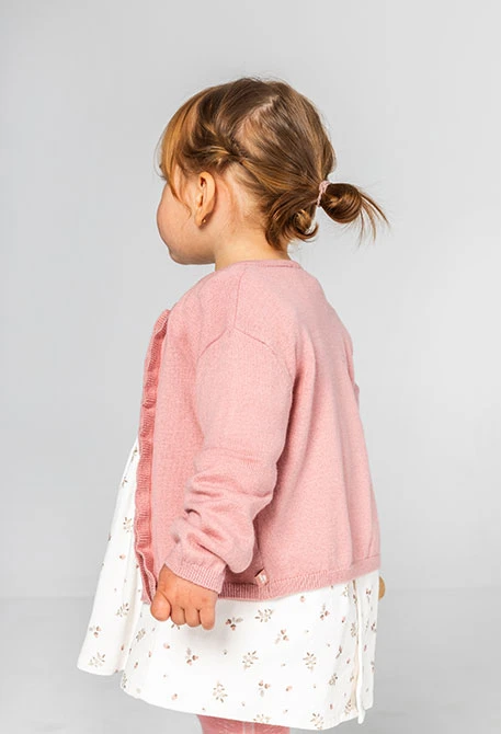 Baby girl pink knitted jacket with frills