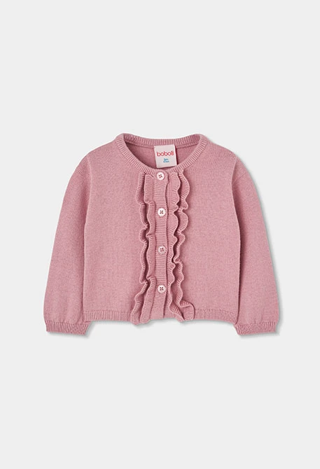 Baby girl pink knitted jacket with frills