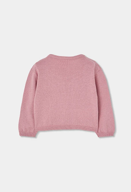 Baby girl pink knitted jacket with frills