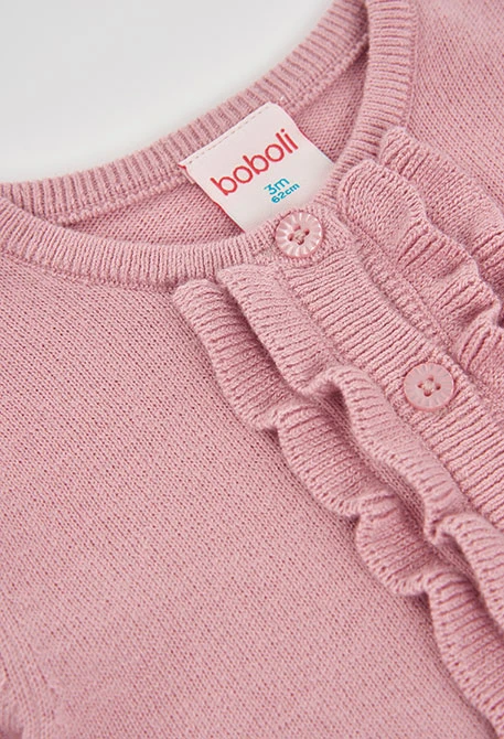Baby girl pink knitted jacket with frills