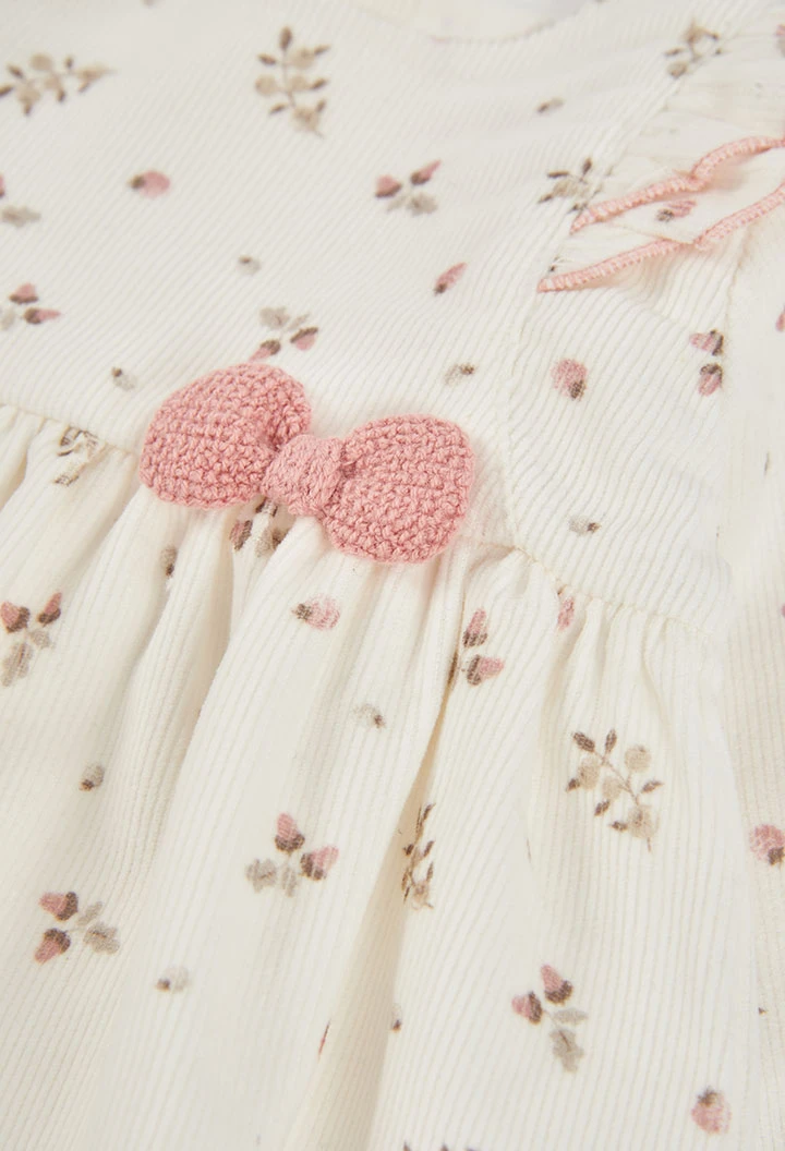 Vestido micropana estampado flores crudo bebé