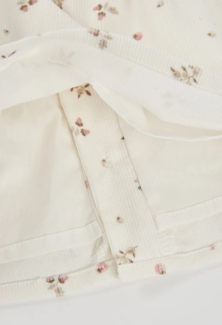 Baby floral print fine cord dress in off-white