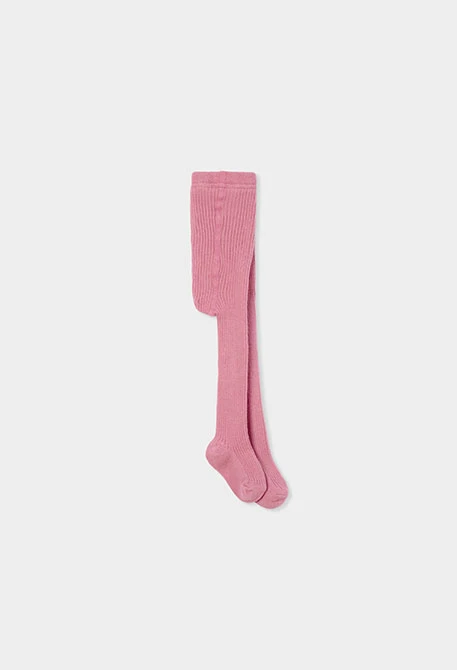 Collant canalé rosa bebé
