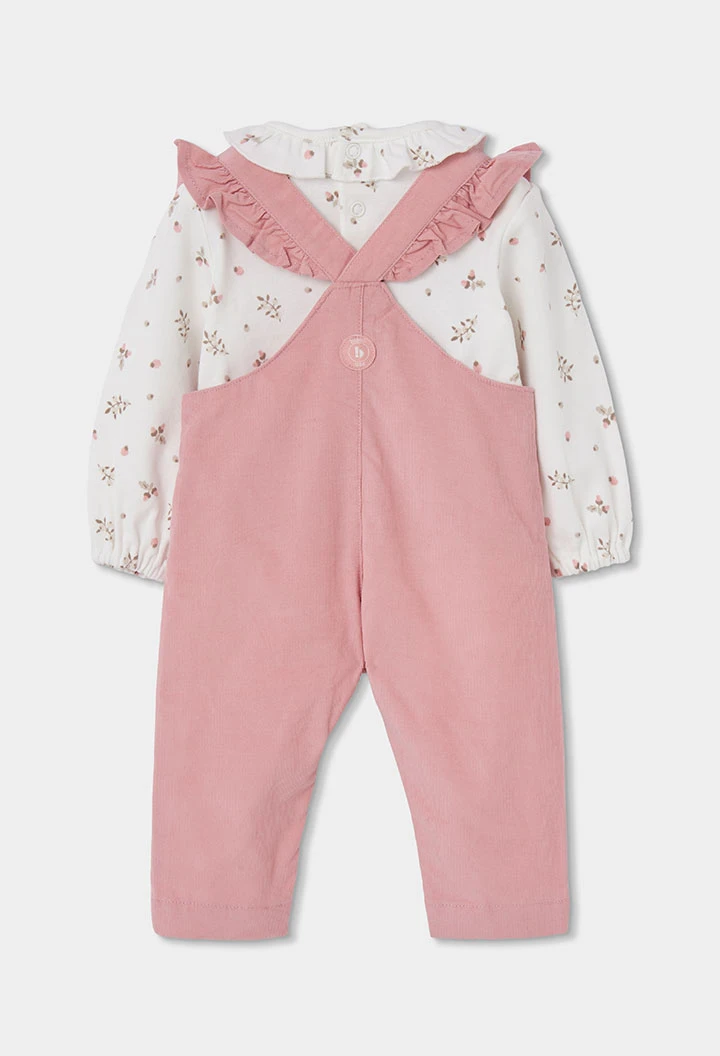Babyset Mädchen rosa mit Erdbeer-Stickerei
