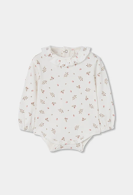 Embroidered strawberry pink baby girl set