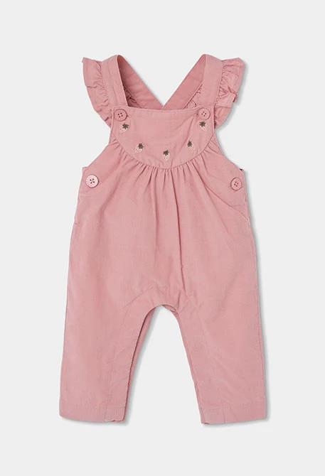 Embroidered strawberry pink baby girl set