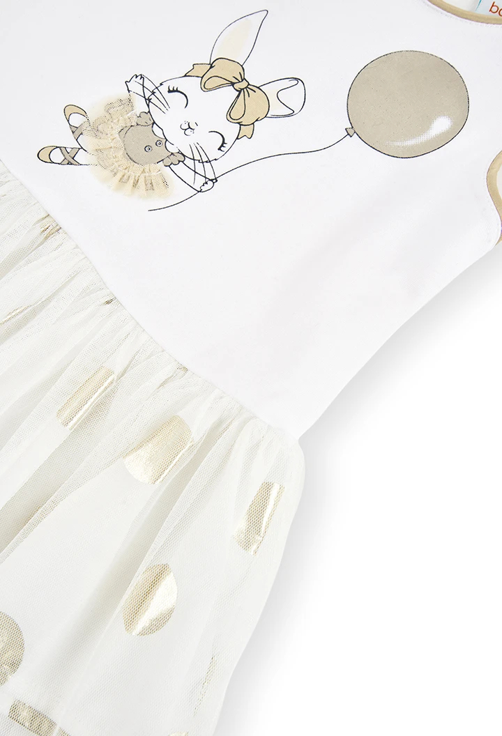 Vestido punto combinado "ballon" de bebé niña