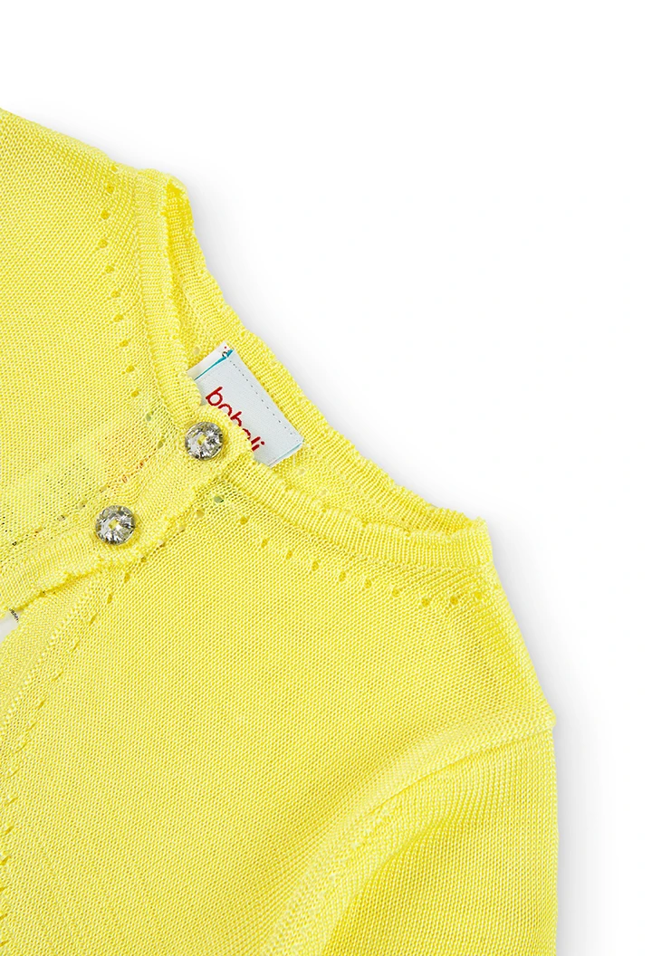 Bolero tricotosa amarillo boton diamante de bebé niña