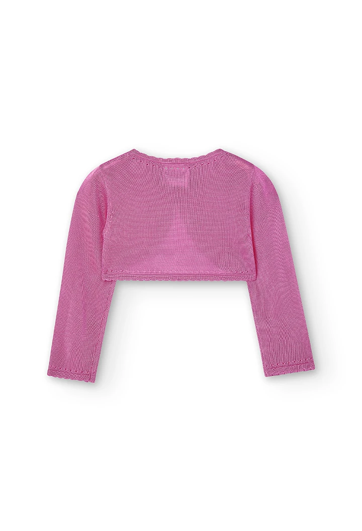 Bolero tricotosa rosa boton diamante de bebé niña