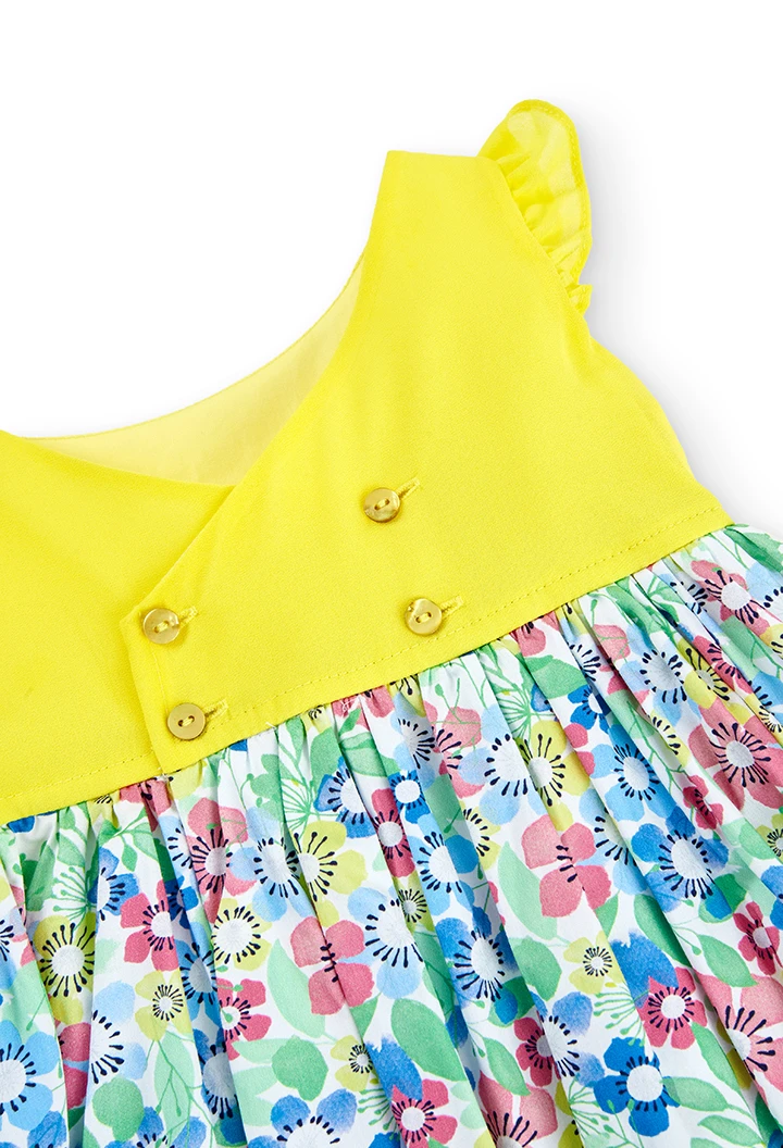 Vestido satén combinado de bebé niña