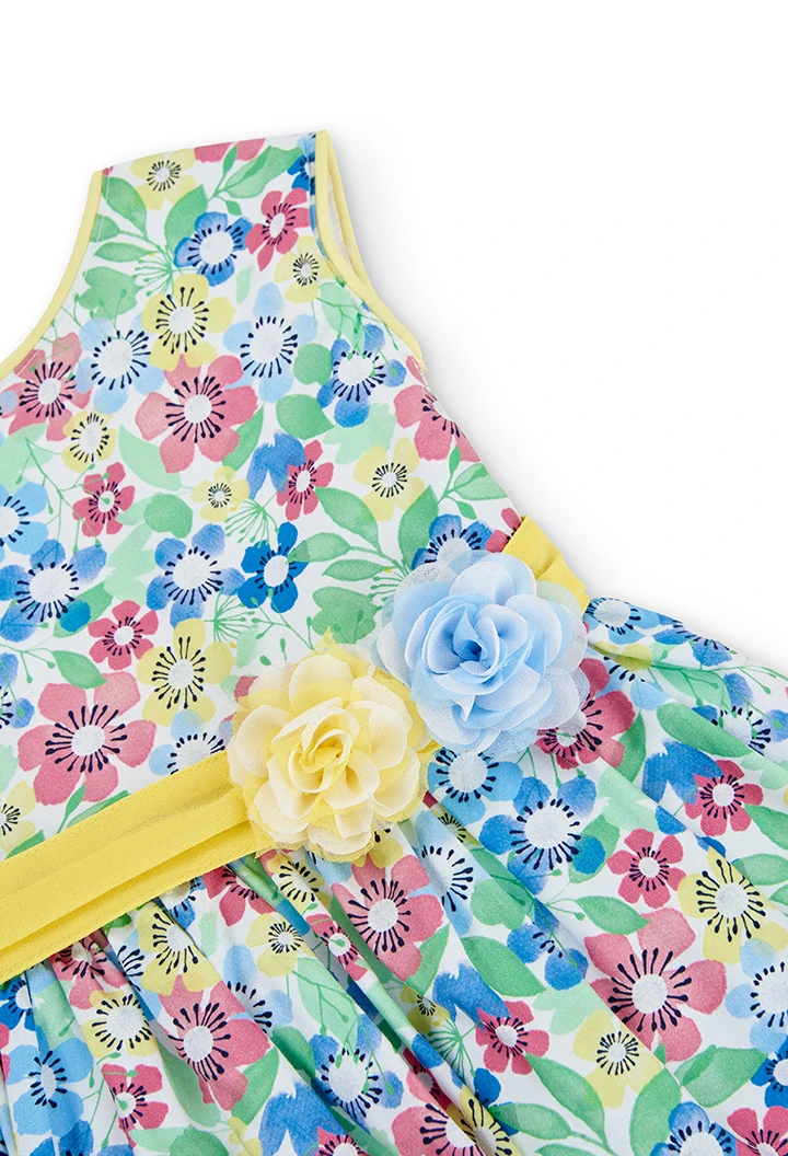 Vestido cetim floral para o bebé menina