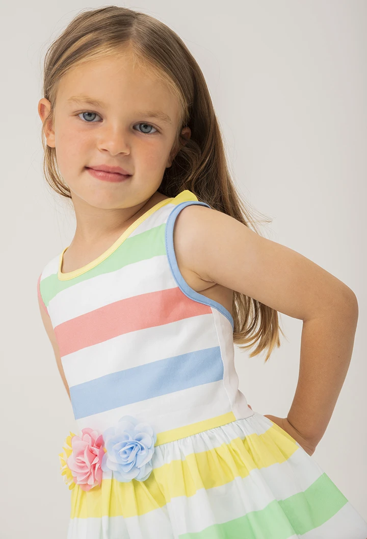 Satin dress striped for baby girl