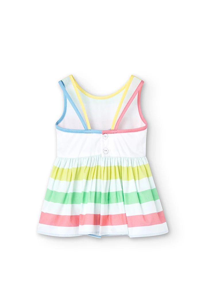 Vestido cetim às riscas para o bebé menina