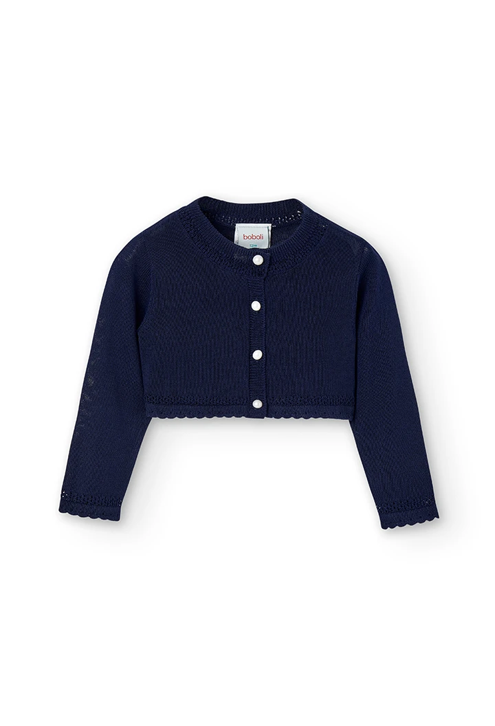 Chaqueta tricotosa chic boton perla de bebé niña