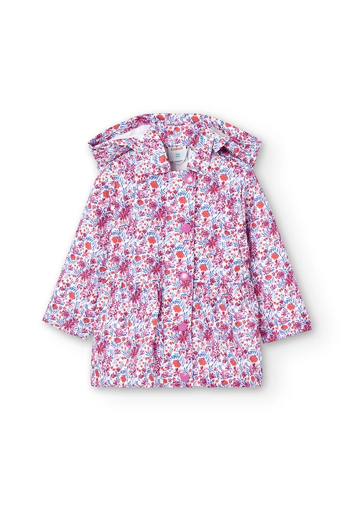 Technical fabric parka floral for baby girl