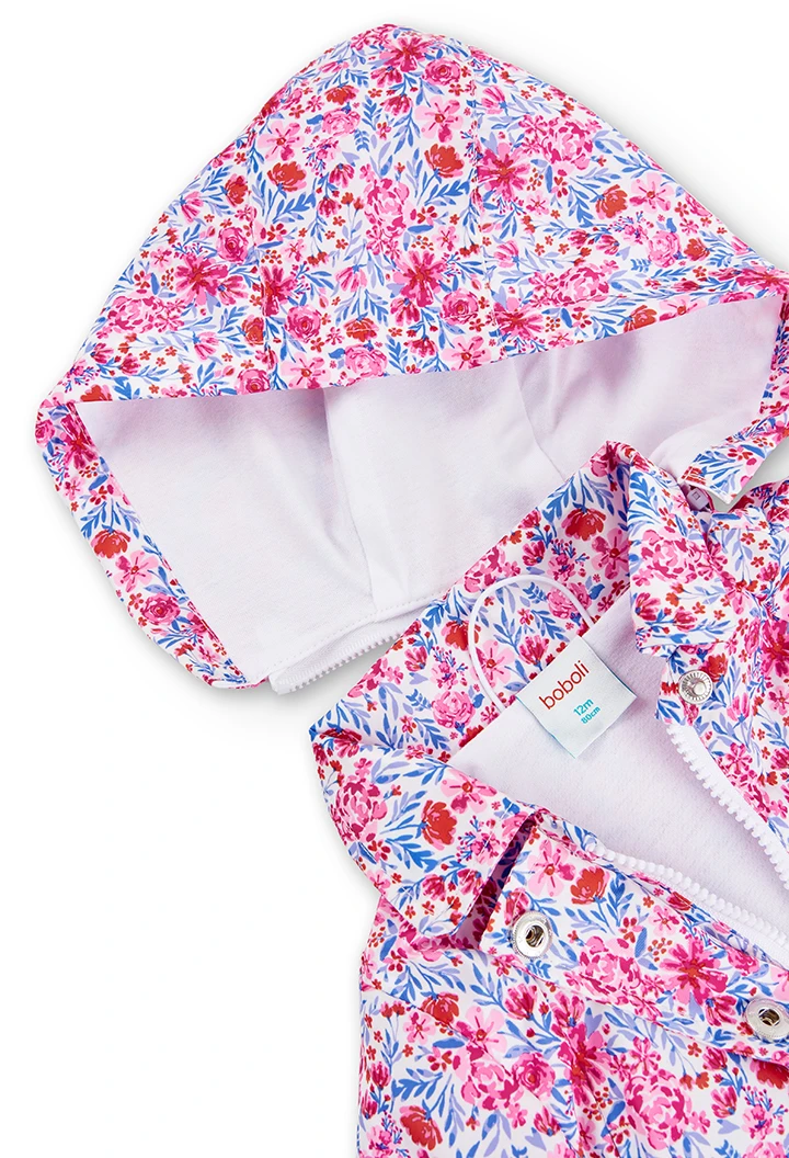 Technical fabric parka floral for baby girl
