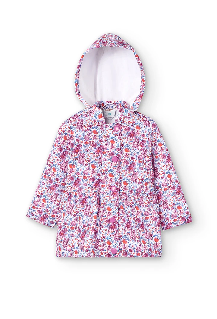 Parka tecido técnico floral para o bebé menina