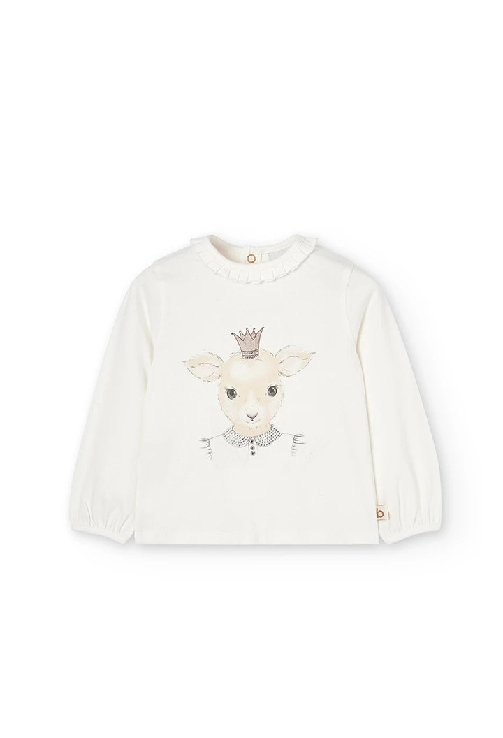 Camiseta punto elástico de bebé niña"oveja"