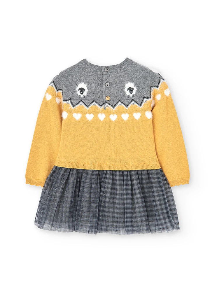 Vestido tricotosa con tul de bebé -BCI