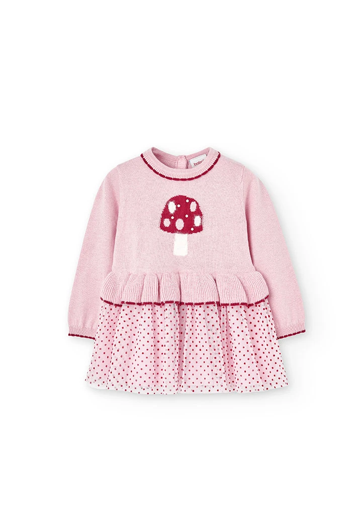 Vestido tricot combinado para o bebé menina