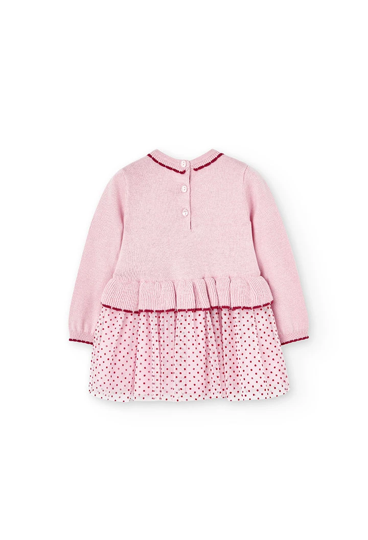 Vestit tricotosa combinat de nadó nena rosa