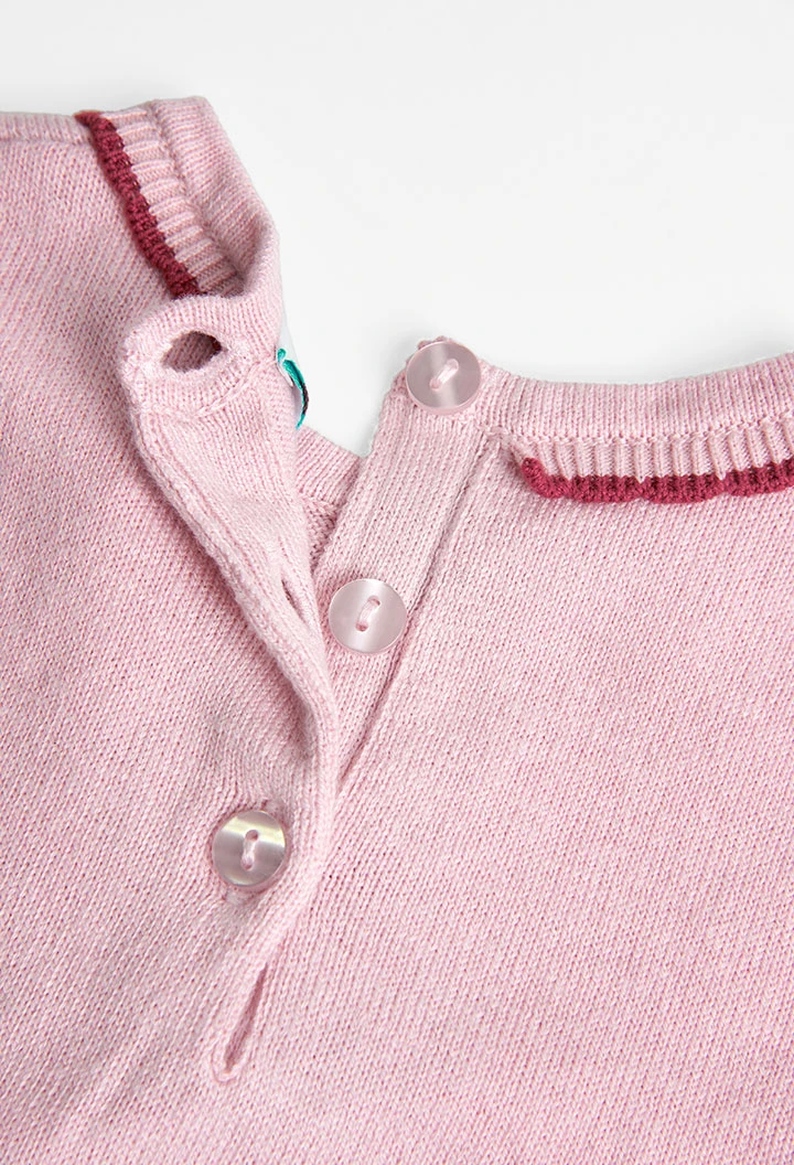 Vestit tricotosa combinat de nadó nena rosa