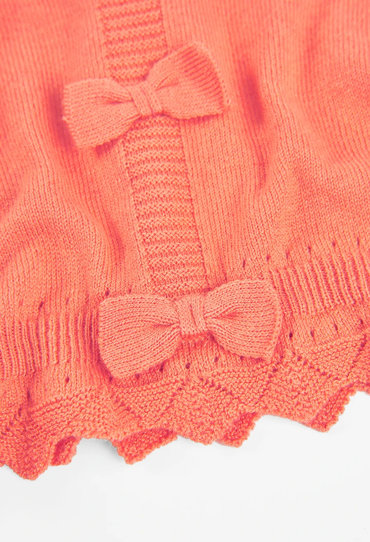 Chaqueta tricotosa de bebé niña anaranjado