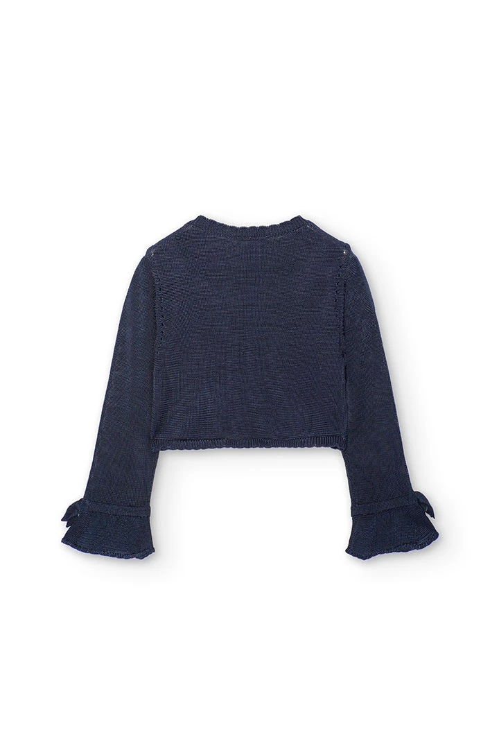 Veste tricotée pour bébé fille en bleu marine