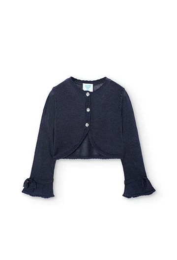 Giacca in tricot da neonata blu marino