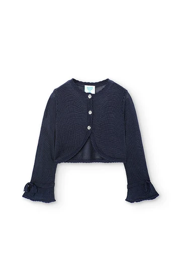 Tricotage-Jacke für Baby-Mädchen, in Farbe Marineblau