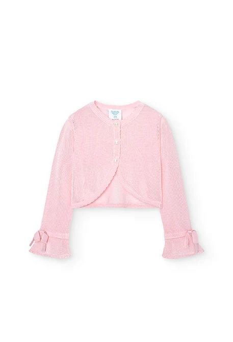 Tricotage-Jacke für Baby-Mädchen, in Farbe Rosa
