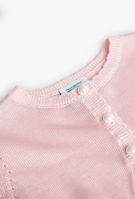 Jaqueta de tricotosa de bebè nena en rosa