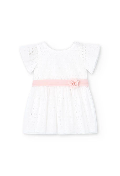 Vestito batista ricamato da neonata bianco
