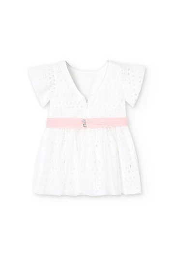 Batistkleid bestickt, für Baby-Mädchen in Farbe Weiß