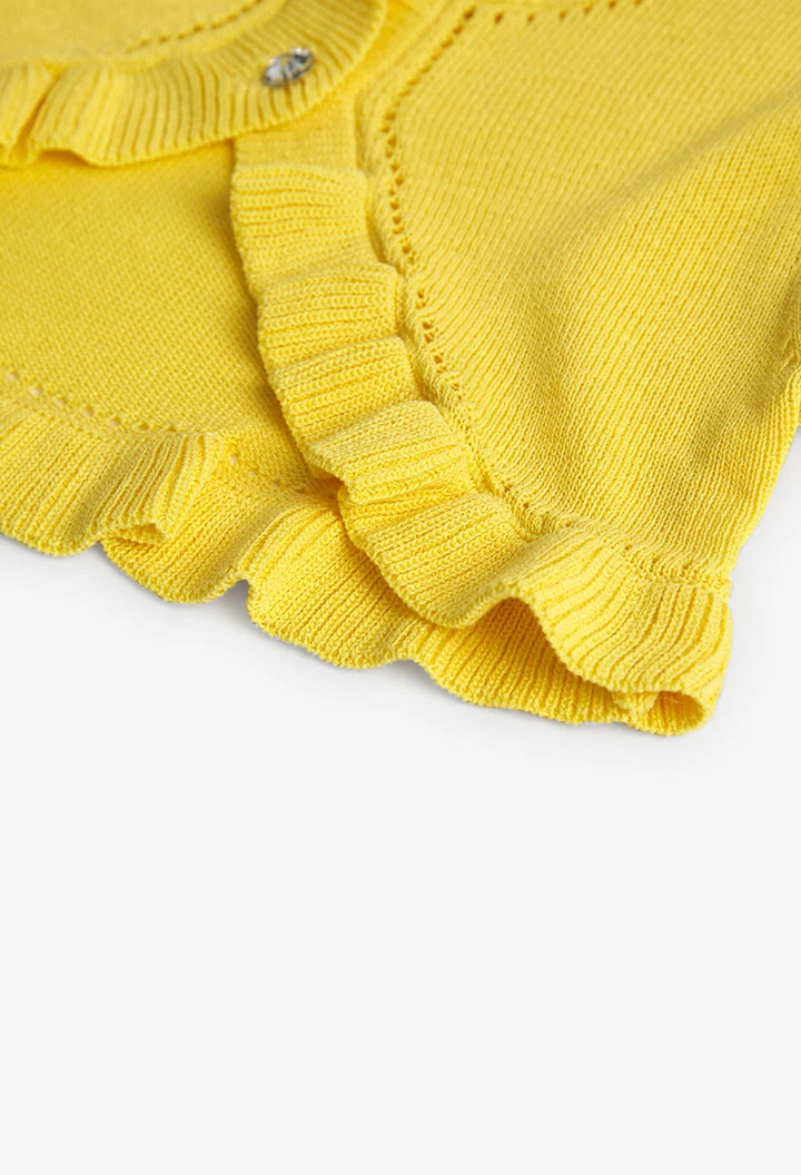 Chaqueta de tricotosa de bebé niña en amarillo
