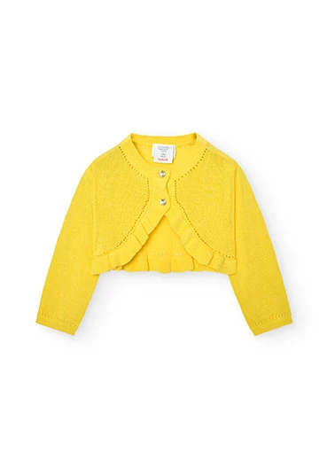 Giacca in tricot da neonata gialla