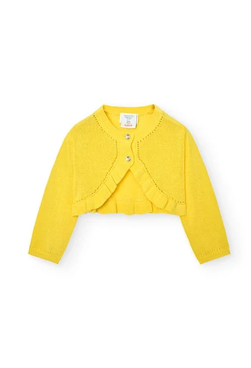 Veste tricotée pour bébé fille en jaune