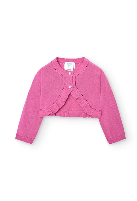 Baby girl's knit jacket in strawberry colour