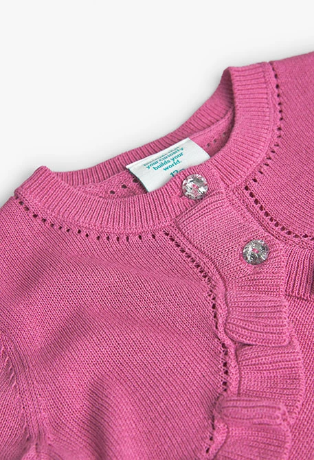 Jaqueta de tricotosa de bebè nena en color fresa