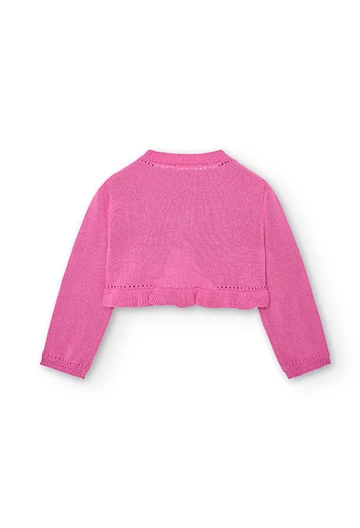 Baby girl\'s knit jacket in strawberry colour