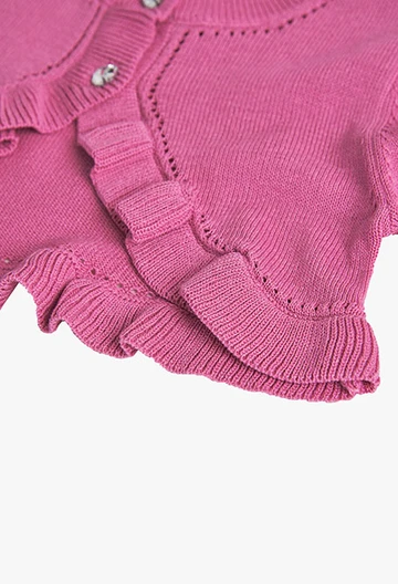 Casaco tricotado de bebé menina de cor morango