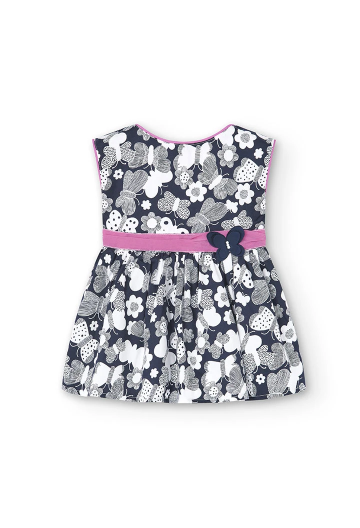 Baby girl\'s satin dress with butterfly print