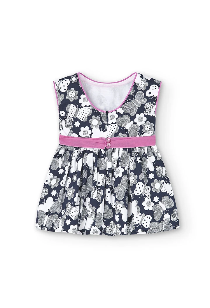 Baby girl\'s satin dress with butterfly print