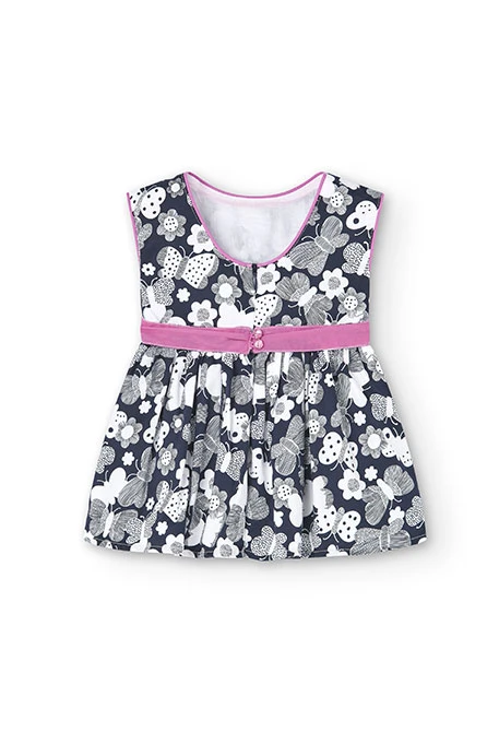 Baby girl's satin dress with butterfly print