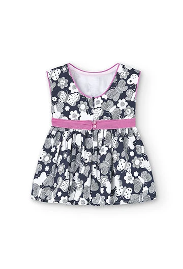 Satin-Kleid, mit Schmeterlingsaufdruck, für Baby-Mädchen
