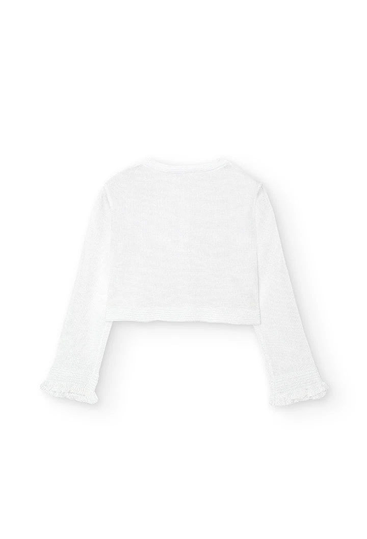 Jaqueta de tricotosa de bebè nena en blanc