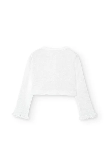 Casaco tricotado de bebé menina em branco